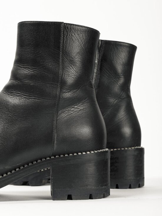 Jimmy Choo Mava 35 Black Smooth Leather Crystal-Trim Ankle Boots - Picture 9 of 11